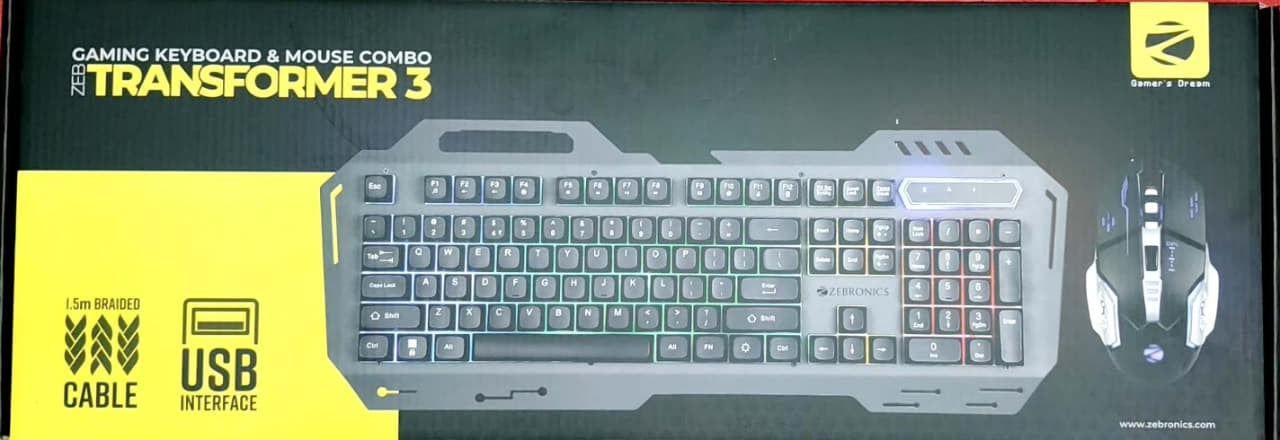 Zebronics Gaming Keyboard & Mouse Combo Transformer 3